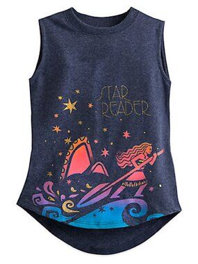 Disney Moana Navy Tank Top with Colorful Star & Surf Graphic